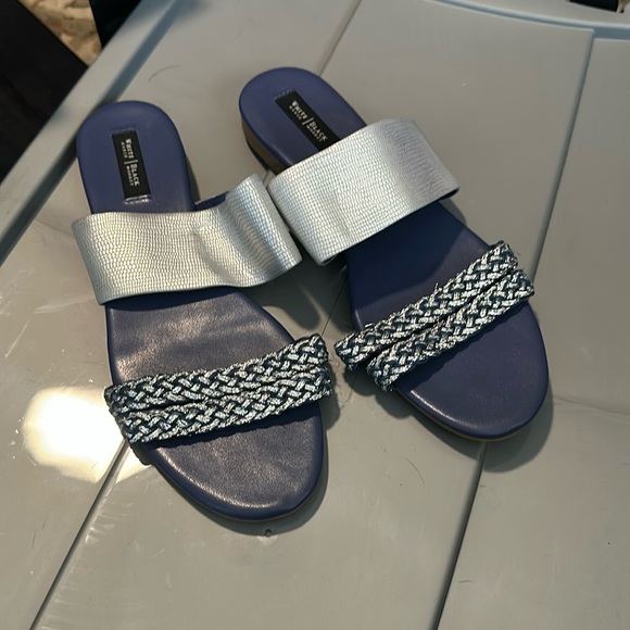 Used WHBM blue/ silver sandals size 8 1/2 - Picture 1 of 3